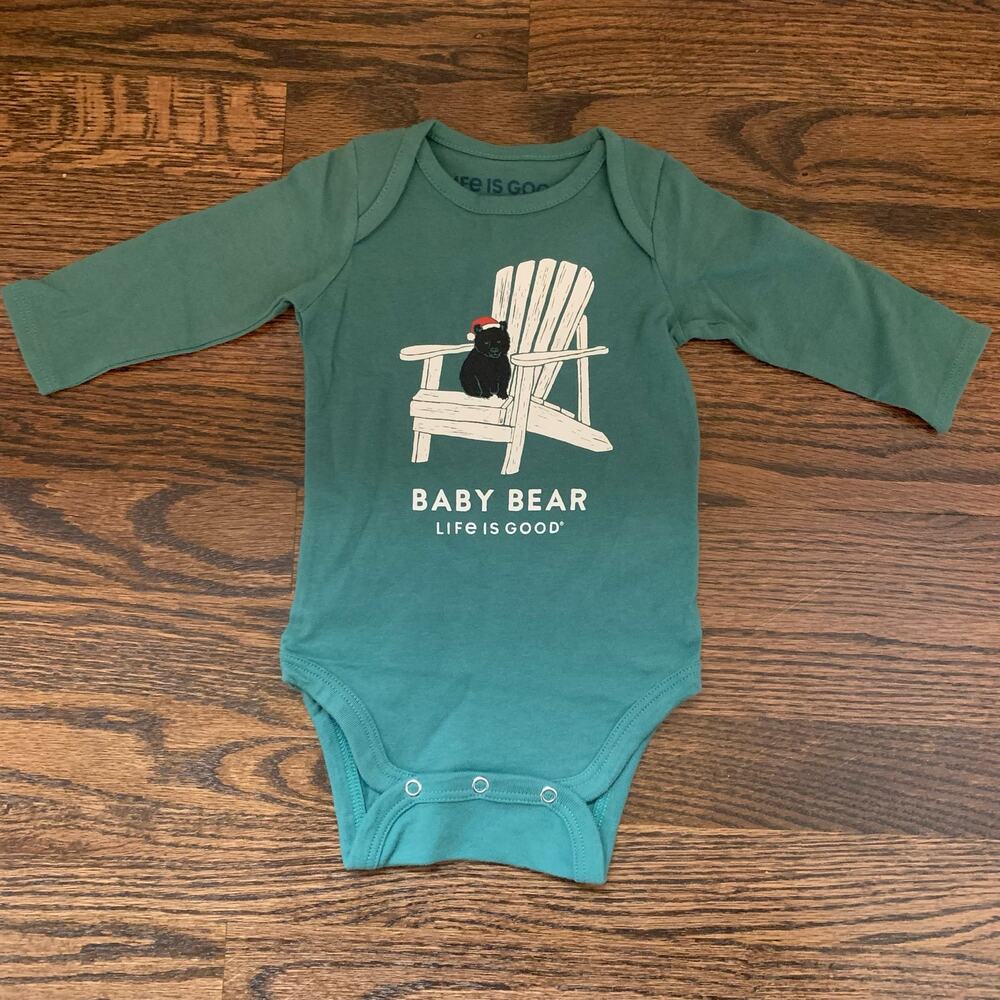 NWT Life is Good Baby Bear LS Green Onesie | 3-6 Months